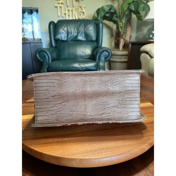 Brahmin Ophelia Satchel Tan Brown Gold Purse Bag Charm - Picture 7 of 11